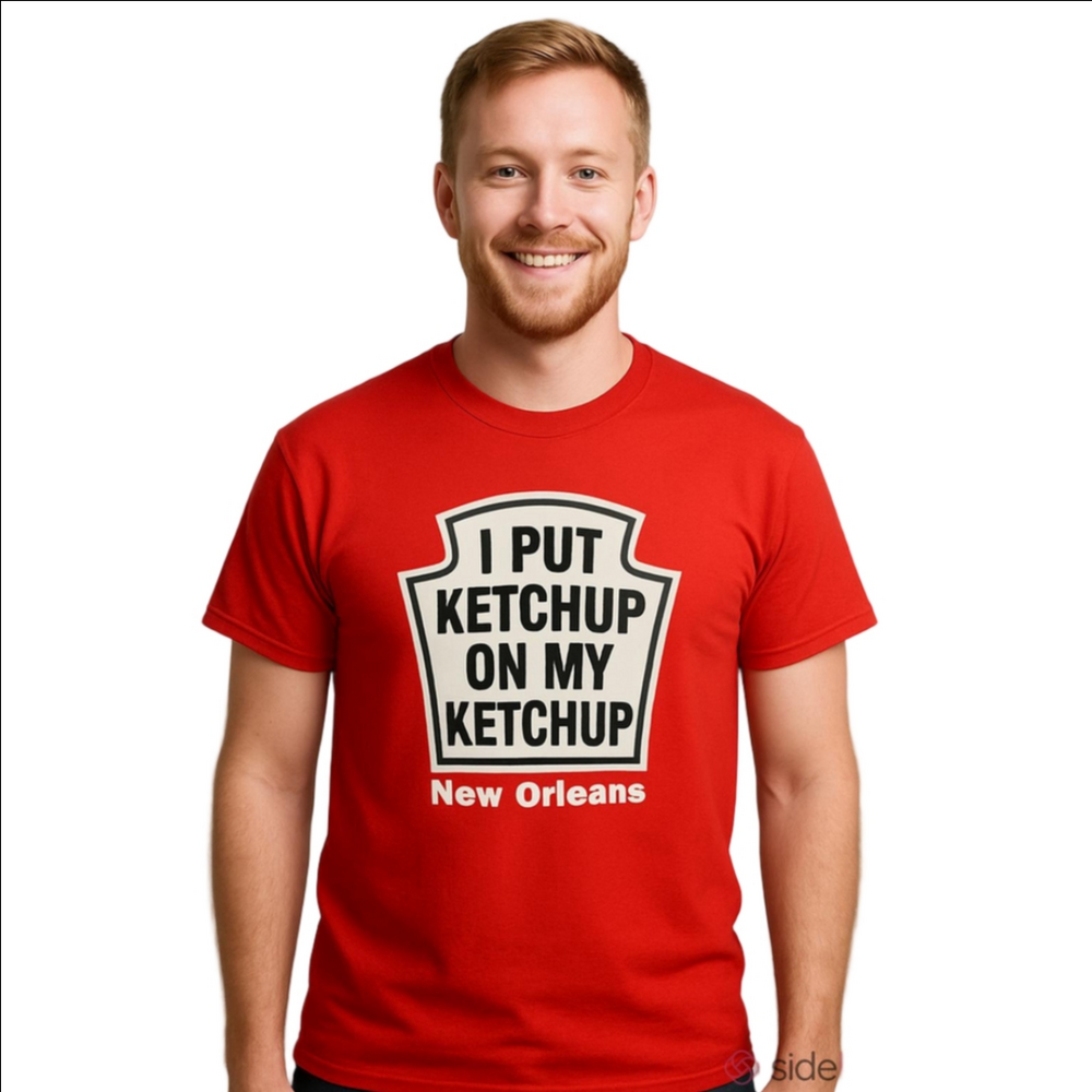 Gildan Orleans I Put Ketchup on my Ketchup Vintage Graphic Heavy Cotton Tee M